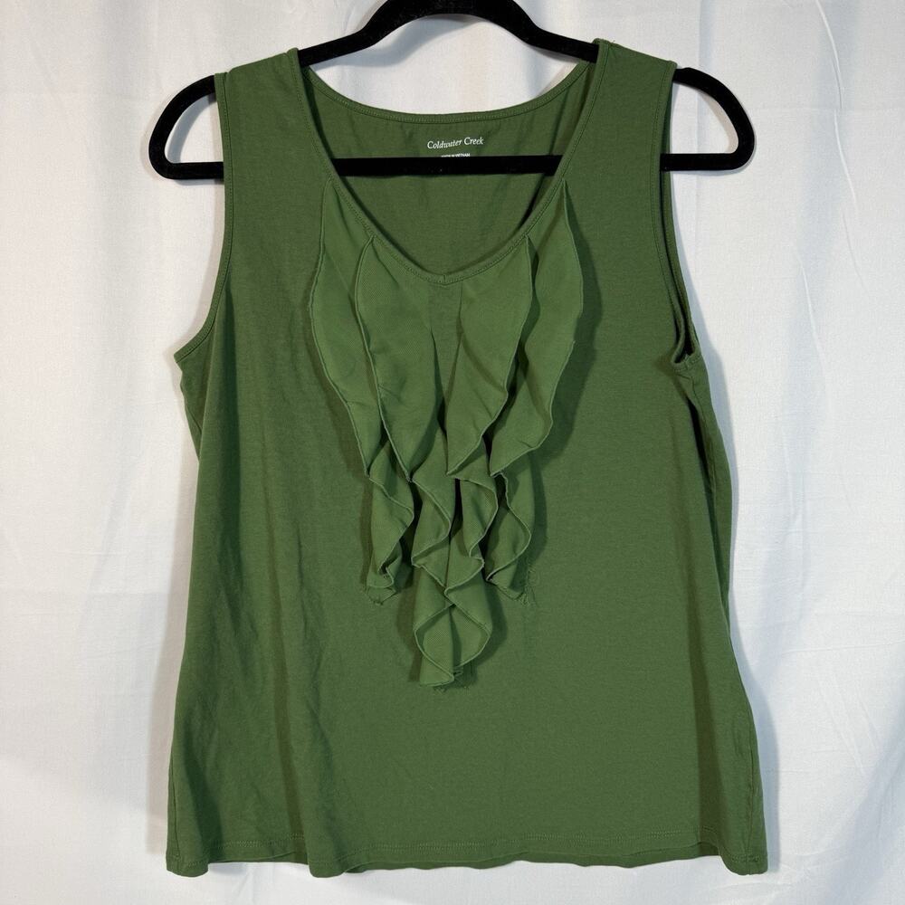Coldwater Creek Green Tank Sz Large With Frills